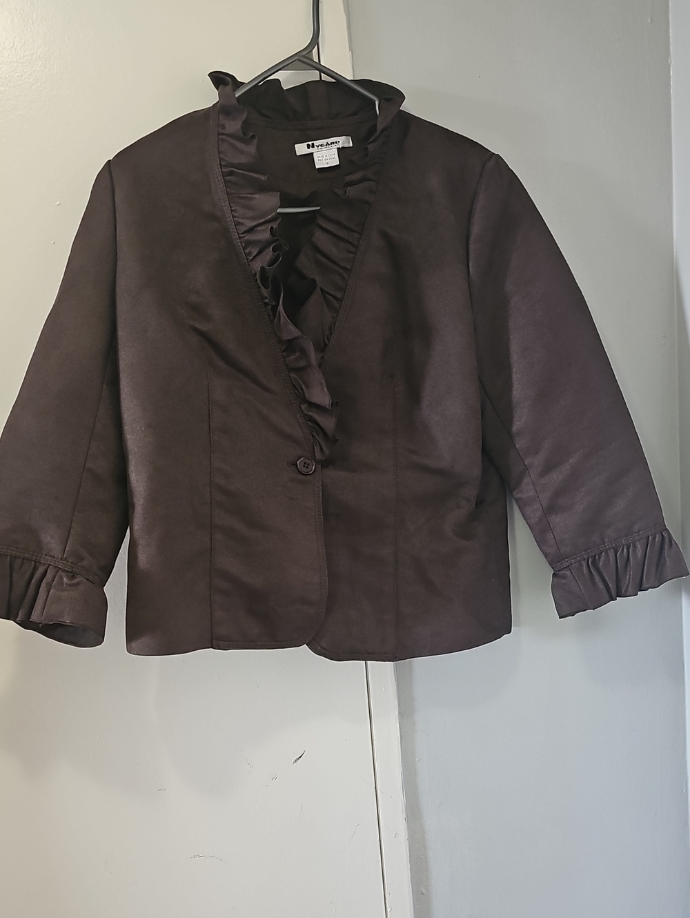 Vintage Faux Suede - Brown Trim Blazer Jacket